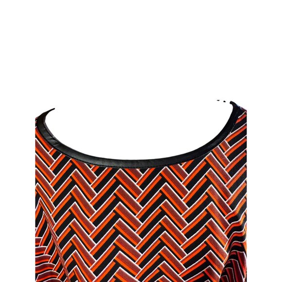 Chevron Patterned Red & Black Dress By Beige By Eci Size Large - Picture 6 of 8